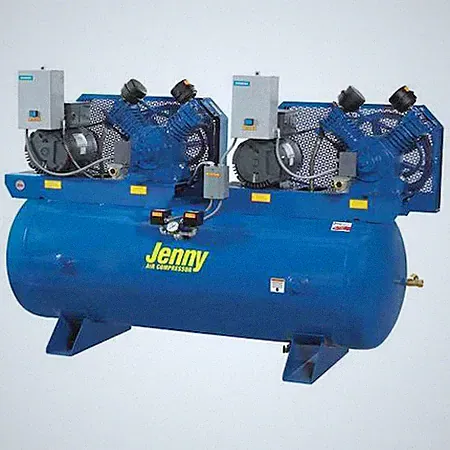 Jenny 2W5b-120-230/1 Air Compressor, Horiz Tank, 2 Stages, 10 Hp