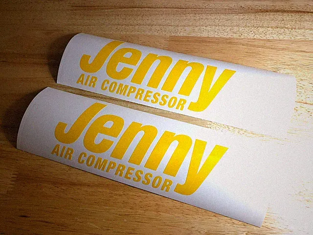 jenny air compressor decals Stickers Gloss yellow 10" (2) Replacement FAST USA